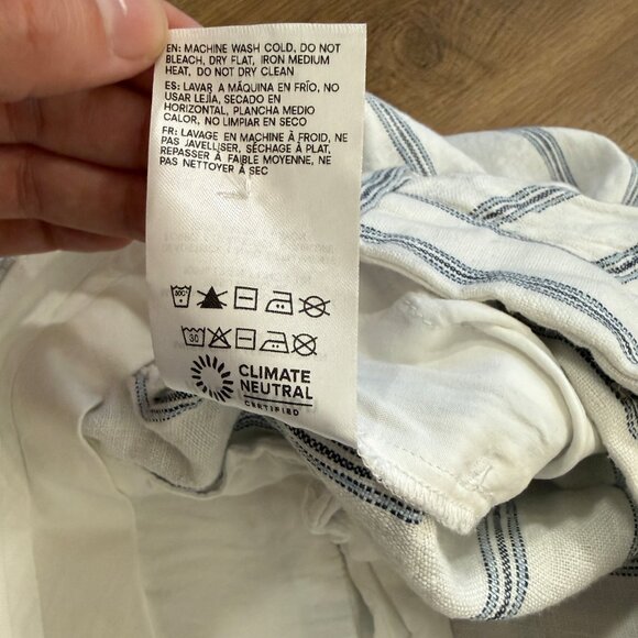 Reformation Alex 100% Linen Wide Leg Pant White Pinstripe Beachy Vacation 4P - Picture 5 of 7